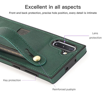 For Samsung Galaxy Note 10 Wrist Strap PU+TPU Shockproof Protective Case with Crossbody Lanyard & Holder & Card Slot(Purple)-garmade.com