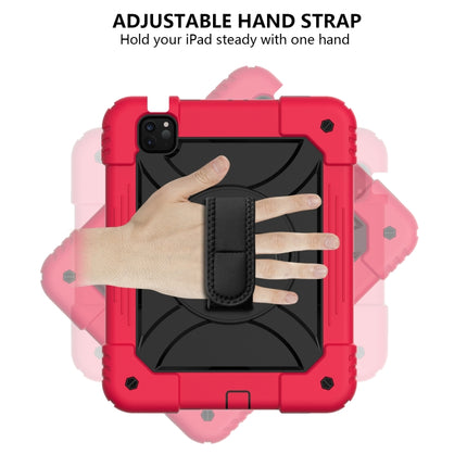 For iPad Air 2022 / 2020 10.9 / Air 2022 Shockproof PC + Silicone Combination Case with Holder & Hand Strap & Shoulder Strap(Red + Black)-garmade.com