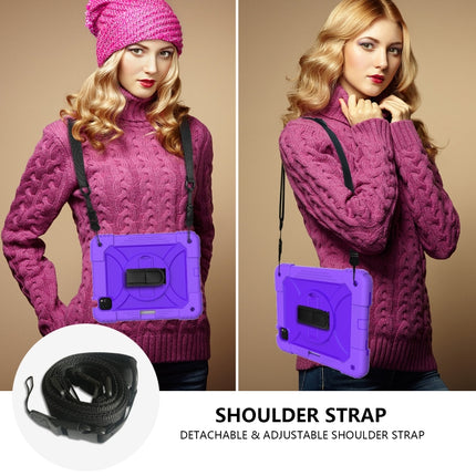 For iPad Air 2022 / 2020 10.9 / Air 2022 Shockproof PC + Silicone Combination Case with Holder & Hand Strap & Shoulder Strap(Purple + Purple)-garmade.com
