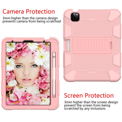 For iPad Air 2022 / 2020 10.9 Shockproof Two-Color Silicone Protective Case with Holder(Rose Gold + Rose Gold)-garmade.com
