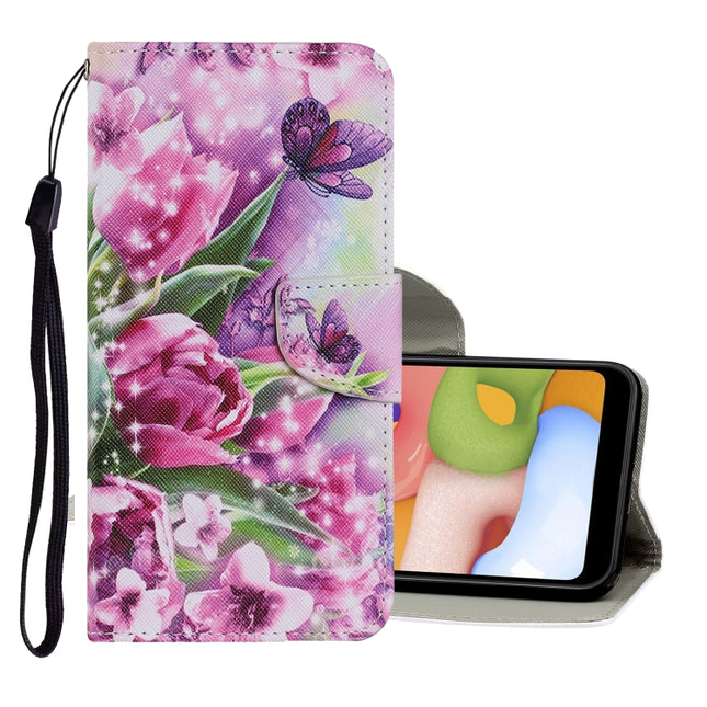 For Samsung Galaxy Note 20 Coloured Drawing Pattern Horizontal Flip PU Leather Case with Holder & Card Slots & Wallet & Lanyard(Rose Butterfly)-garmade.com
