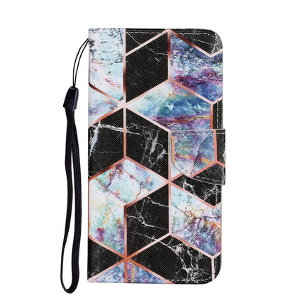 For Samsung Galaxy Note 20 Coloured Drawing Pattern Horizontal Flip PU Leather Case with Holder & Card Slots & Wallet & Lanyard(Black Marble)-garmade.com