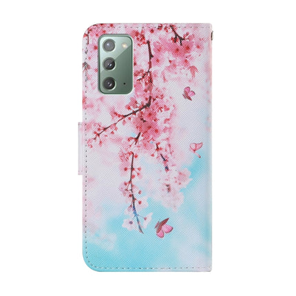For Samsung Galaxy Note 20 Coloured Drawing Pattern Horizontal Flip PU Leather Case with Holder & Card Slots & Wallet & Lanyard(Cherry Blossoms)-garmade.com