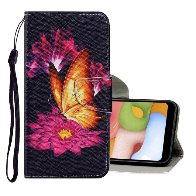 For Samsung Galaxy Note 20 Coloured Drawing Pattern Horizontal Flip PU Leather Case with Holder & Card Slots & Wallet & Lanyard(Big Golden Butterfly)-garmade.com