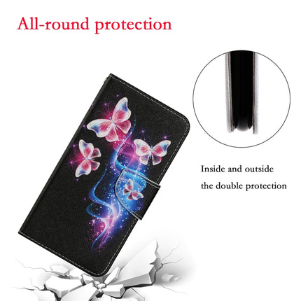 For Samsung Galaxy Note 20 Coloured Drawing Pattern Horizontal Flip PU Leather Case with Holder & Card Slots & Wallet & Lanyard(Three Fluorescent Butterflies)-garmade.com