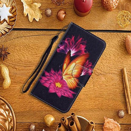 For Samsung Galaxy Note 20 Ultra Coloured Drawing Pattern Horizontal Flip PU Leather Case with Holder & Card Slots & Wallet & Lanyard(Big Golden Butterfly)-garmade.com