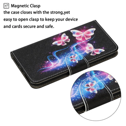 For Samsung Galaxy Note 20 Ultra Coloured Drawing Pattern Horizontal Flip PU Leather Case with Holder & Card Slots & Wallet & Lanyard(Three Fluorescent Butterflies)-garmade.com
