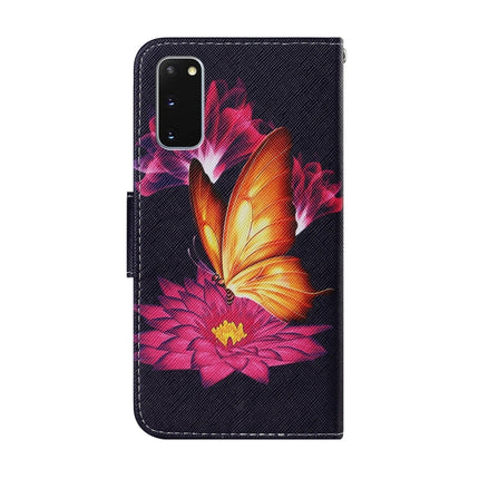 For Samsung Galaxy S20 Coloured Drawing Pattern Horizontal Flip PU Leather Case with Holder & Card Slots & Wallet & Lanyard(Big Golden Butterfly)-garmade.com