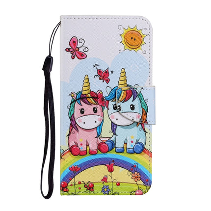 For Samsung Galaxy S20 Coloured Drawing Pattern Horizontal Flip PU Leather Case with Holder & Card Slots & Wallet & Lanyard(Couple Unicorn)-garmade.com