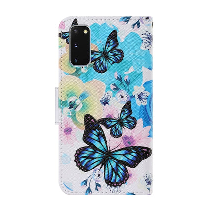 For Samsung Galaxy S20 Coloured Drawing Pattern Horizontal Flip PU Leather Case with Holder & Card Slots & Wallet & Lanyard(Purple Butterfly)-garmade.com