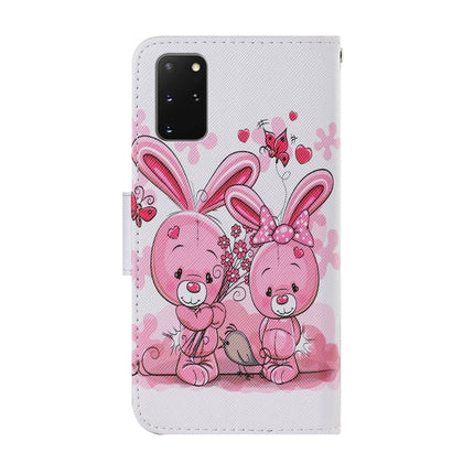 For Samsung Galaxy S20 Plus Coloured Drawing Pattern Horizontal Flip PU Leather Case with Holder & Card Slots & Wallet & Lanyard(Cute Rabbit)-garmade.com
