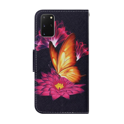 For Samsung Galaxy S20 Plus Coloured Drawing Pattern Horizontal Flip PU Leather Case with Holder & Card Slots & Wallet & Lanyard(Big Golden Butterfly)-garmade.com