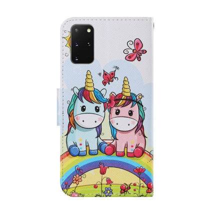 For Samsung Galaxy S20 Plus Coloured Drawing Pattern Horizontal Flip PU Leather Case with Holder & Card Slots & Wallet & Lanyard(Couple Unicorn)-garmade.com