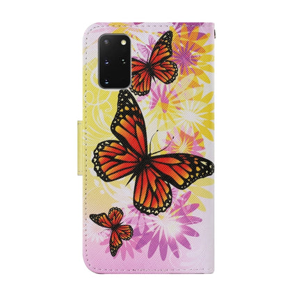 For Samsung Galaxy S20 Plus Coloured Drawing Pattern Horizontal Flip PU Leather Case with Holder & Card Slots & Wallet & Lanyard(Chrysanthemum Butterfly)-garmade.com