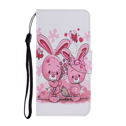 For Samsung Galaxy S20 Ultra Coloured Drawing Pattern Horizontal Flip PU Leather Case with Holder & Card Slots & Wallet & Lanyard(Cute Rabbit)-garmade.com