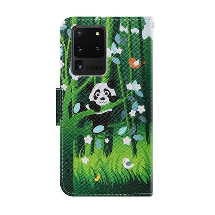 For Samsung Galaxy S20 Ultra Coloured Drawing Pattern Horizontal Flip PU Leather Case with Holder & Card Slots & Wallet & Lanyard(Panda)-garmade.com