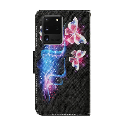 For Samsung Galaxy S20 Ultra Coloured Drawing Pattern Horizontal Flip PU Leather Case with Holder & Card Slots & Wallet & Lanyard(Three Fluorescent Butterflies)-garmade.com