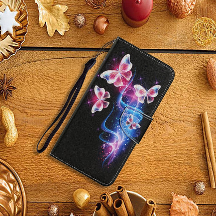 For Samsung Galaxy S20 Ultra Coloured Drawing Pattern Horizontal Flip PU Leather Case with Holder & Card Slots & Wallet & Lanyard(Three Fluorescent Butterflies)-garmade.com