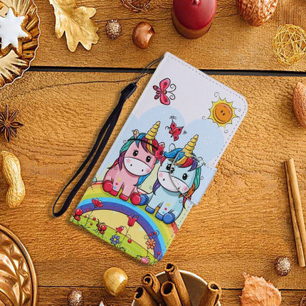For Samsung Galaxy S20 Ultra Coloured Drawing Pattern Horizontal Flip PU Leather Case with Holder & Card Slots & Wallet & Lanyard(Couple Unicorn)-garmade.com