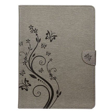For iPad Pro 11 (2020) Butterfly Flower Embossing Pattern Horizontal Flip Leather Tablet Case with Holder & Card Slots & Wallet(Grey)-garmade.com