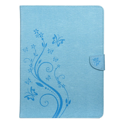 For iPad Pro 11 (2020) Butterfly Flower Embossing Pattern Horizontal Flip Leather Tablet Case with Holder & Card Slots & Wallet(Blue)-garmade.com
