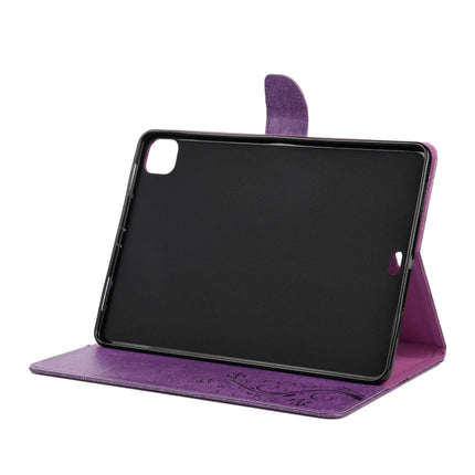 For iPad Pro 11 (2020) Butterfly Flower Embossing Pattern Horizontal Flip Leather Tablet Case with Holder & Card Slots & Wallet(Purple)-garmade.com