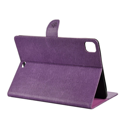 For iPad Pro 11 (2020) Butterfly Flower Embossing Pattern Horizontal Flip Leather Tablet Case with Holder & Card Slots & Wallet(Purple)-garmade.com