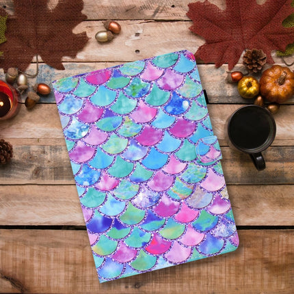 For iPad Air 2022 / 2020 10.9 Colored Drawing Pattern Horizontal Flip PU Leather Case with Holder & Card Slot & Anti-skid Strip(Color Fish-scales)-garmade.com