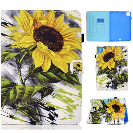 For iPad Air 2022 / 2020 10.9 Colored Drawing Pattern Horizontal Flip PU Leather Case with Holder & Card Slot & Anti-skid Strip(Sunflower)-garmade.com