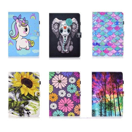 For iPad Air 2022 / 2020 10.9 Colored Drawing Pattern Horizontal Flip PU Leather Case with Holder & Card Slot & Anti-skid Strip(Rose Elephant)-garmade.com