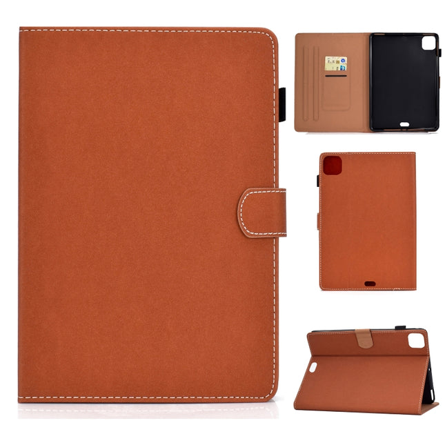 For iPad Air 2022 / 2020 10.9 Solid Color Magnetic Horizontal Flip Leather Case with Card Slots & Holder & Anti-skid Strip(Brown)-garmade.com
