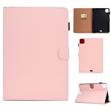 For iPad Air 2022 / 2020 10.9 Solid Color Magnetic Horizontal Flip Leather Case with Card Slots & Holder & Anti-skid Strip(Pink)-garmade.com
