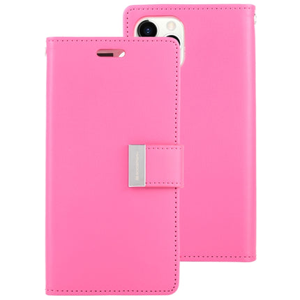 For iPhone 12 / 12 Pro GOOSPERY RICH DIARY Crazy Horse Texture Horizontal Flip Leather Case with Holder & Card Slots & Wallet(Rose Red)-garmade.com