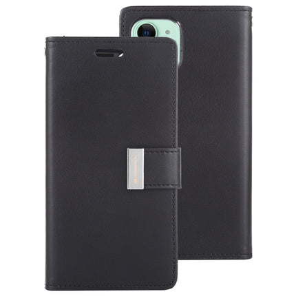 For iPhone 12 mini GOOSPERY RICH DIARY Crazy Horse Texture Horizontal Flip Leather Case with Holder & Card Slots & Wallet(Black)-garmade.com