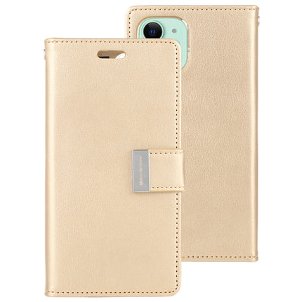 For iPhone 12 mini GOOSPERY RICH DIARY Crazy Horse Texture Horizontal Flip Leather Case with Holder & Card Slots & Wallet(Gold)-garmade.com