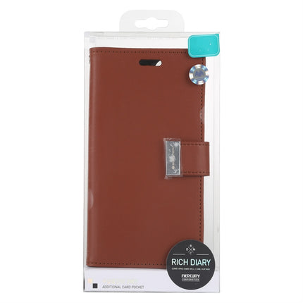 For iPhone 12 mini GOOSPERY RICH DIARY Crazy Horse Texture Horizontal Flip Leather Case with Holder & Card Slots & Wallet(Brown)-garmade.com