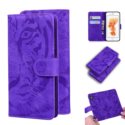 For iPhone 6s / 6 Tiger Embossing Pattern Horizontal Flip Leather Case with Holder & Card Slots & Wallet(Purple)-garmade.com