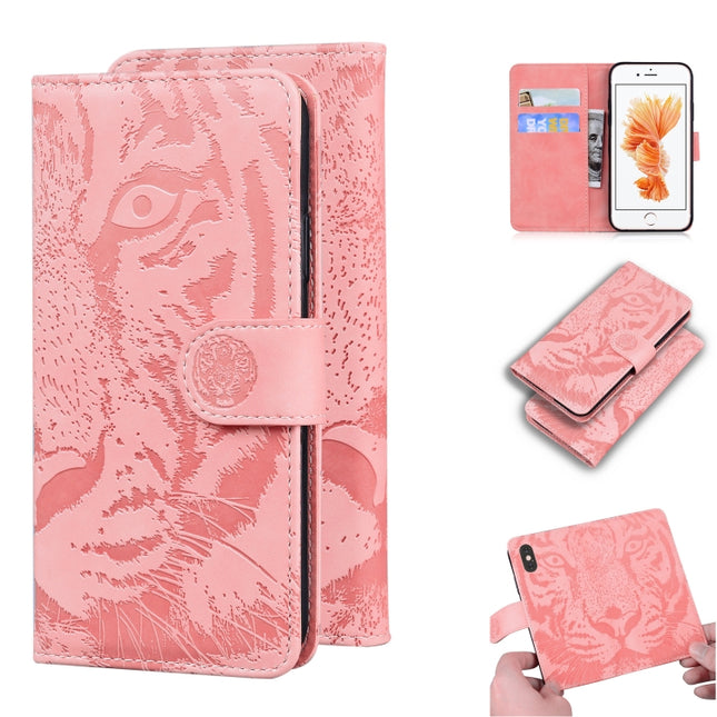 For iPhone 6s Plus / 6 Plus Tiger Embossing Pattern Horizontal Flip Leather Case with Holder & Card Slots & Wallet(Pink)-garmade.com
