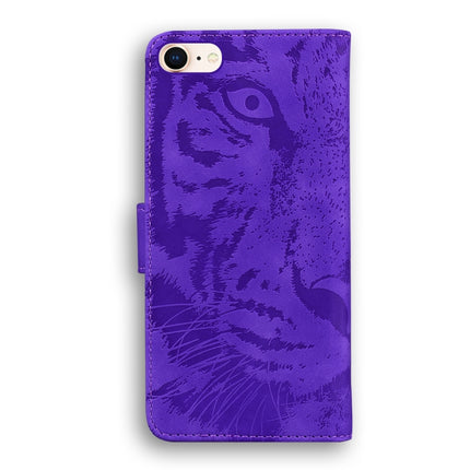 For iPhone SE 2020 / 8 / 7 Tiger Embossing Pattern Horizontal Flip Leather Case with Holder & Card Slots & Wallet(Purple)-garmade.com