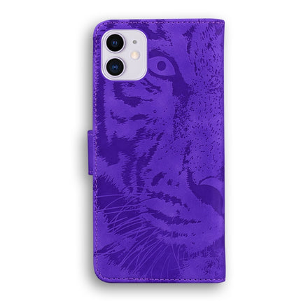For iPhone 11 Tiger Embossing Pattern Horizontal Flip Leather Case with Holder & Card Slots & Wallet(Purple)-garmade.com