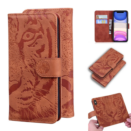 For iPhone 11 Tiger Embossing Pattern Horizontal Flip Leather Case with Holder & Card Slots & Wallet(Brown)-garmade.com
