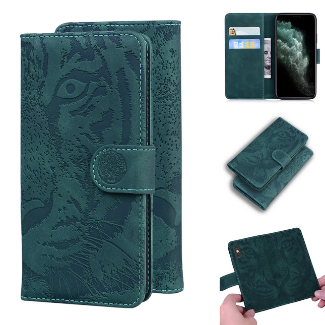 For iPhone 11 Pro Tiger Embossing Pattern Horizontal Flip Leather Case with Holder & Card Slots & Wallet(Green)-garmade.com
