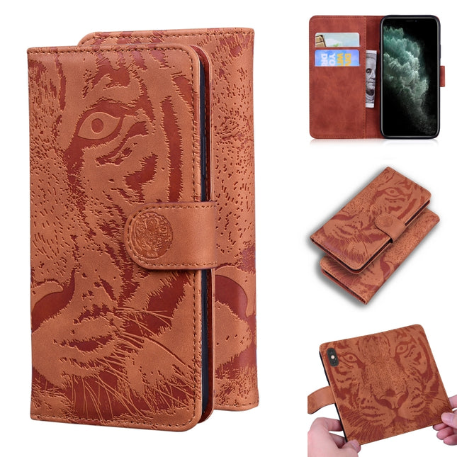 For iPhone 11 Pro Tiger Embossing Pattern Horizontal Flip Leather Case with Holder & Card Slots & Wallet(Brown)-garmade.com
