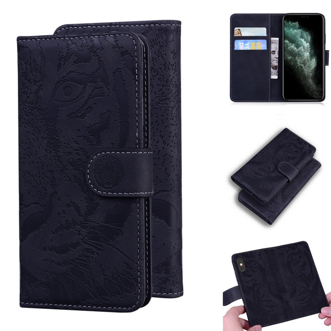 For iPhone 11 Pro Max Tiger Embossing Pattern Horizontal Flip Leather Case with Holder & Card Slots & Wallet(Black)-garmade.com