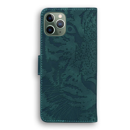 For iPhone 11 Pro Max Tiger Embossing Pattern Horizontal Flip Leather Case with Holder & Card Slots & Wallet(Green)-garmade.com