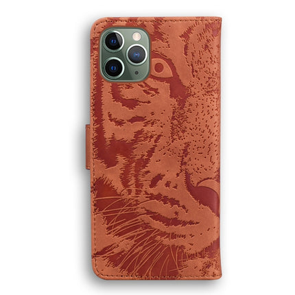 For iPhone 11 Pro Max Tiger Embossing Pattern Horizontal Flip Leather Case with Holder & Card Slots & Wallet(Brown)-garmade.com
