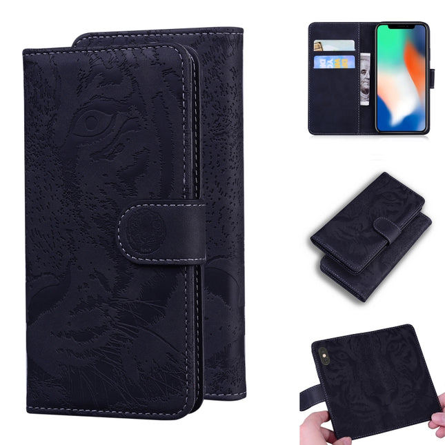 For iPhone XS / X Tiger Embossing Pattern Horizontal Flip Leather Case with Holder & Card Slots & Wallet(Black)-garmade.com