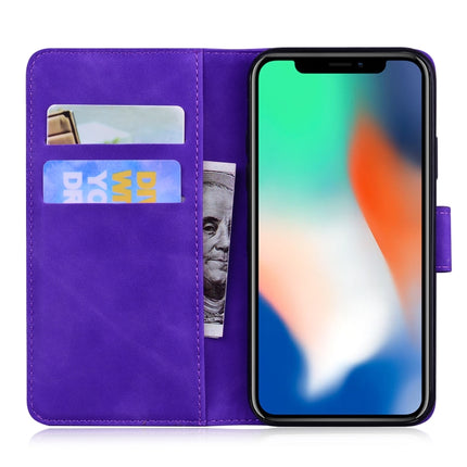 For iPhone XS / X Tiger Embossing Pattern Horizontal Flip Leather Case with Holder & Card Slots & Wallet(Purple)-garmade.com
