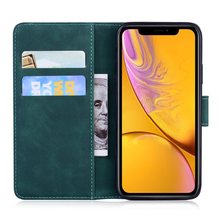 For iPhone XR Tiger Embossing Pattern Horizontal Flip Leather Case with Holder & Card Slots & Wallet(Green)-garmade.com