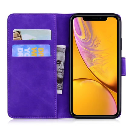 For iPhone XR Tiger Embossing Pattern Horizontal Flip Leather Case with Holder & Card Slots & Wallet(Purple)-garmade.com